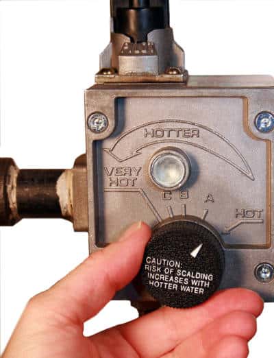 dial on a water heater