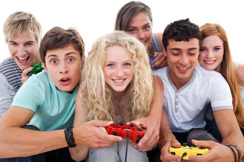video games being played by a group of people