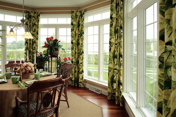 casement windows in a dining room