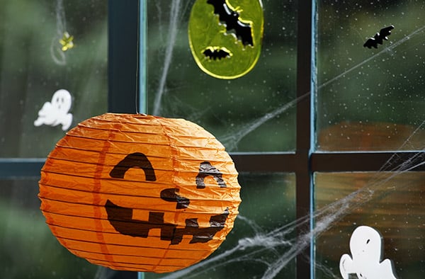 Halloween decorations on windows