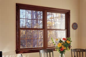 brown double hung windows