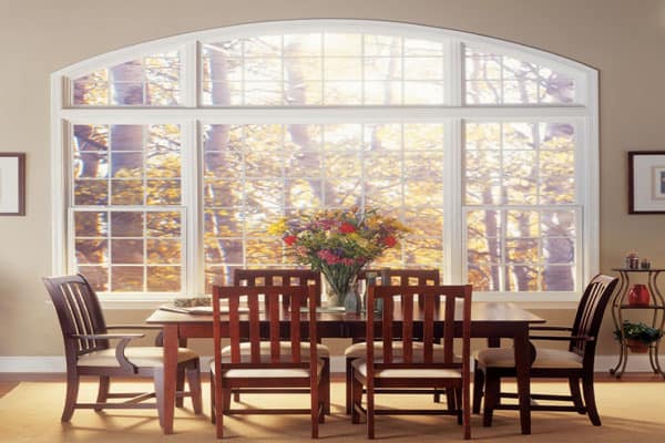 picture window in a dining room