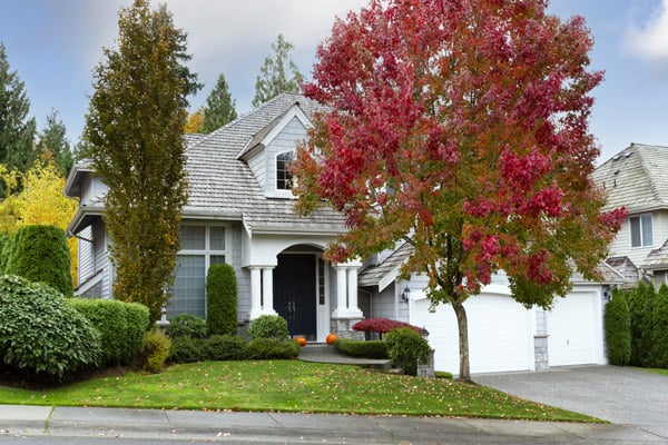 suburban house in the fall